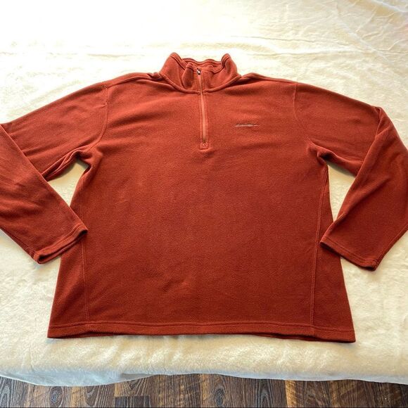 Eddie Bauer Rust Colored 1/4 Zip Fleece  Pullover Size Large - Picture 1 of 9